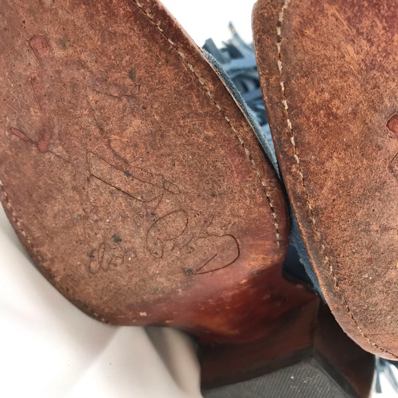 American Rebel Boot Co Elvis Presley Blue Suede leather Boots Fringe Size 6.5 - Picture 9 of 10